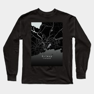 Galway Ireland City Map dark Long Sleeve T-Shirt